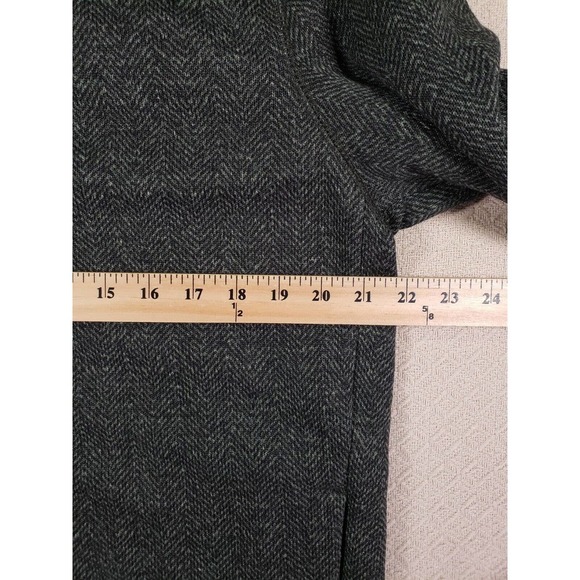 GH Bass Sweater Mens Large L 1/4 Snap Button High Neck Collar Fleece Herringbone - Picture 6 of 13